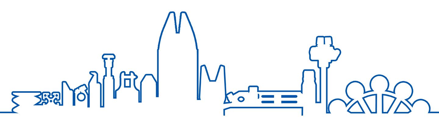 Skyline von Köln anhand der Komponenten des ASS und Auxilio Baukastens dargestellt.